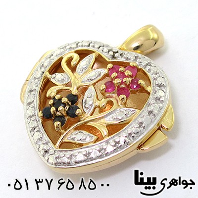 گردنبند چند جواهر یاقوت زنانه ایتالیایی مدل قاب عکسی _کد:8138