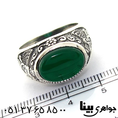 انگشتر عقیق سبز بیضی مردانه فروهر _کد:8143