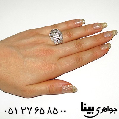 انگشتر اتمی سوئیسی زنانه درشت فانتزی شطرنجی _کد:8145