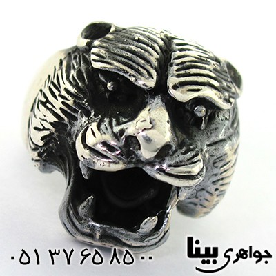 انگشتر نقره مردانه درشت ببرنشان سیاه قلم _کد:8146