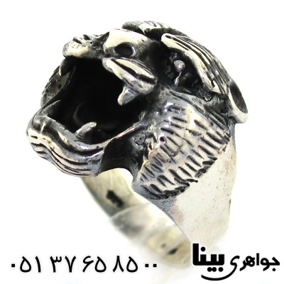 انگشتر نقره مردانه درشت ببرنشان سیاه قلم _کد:8146