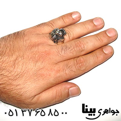 انگشتر نقره مردانه درشت ببرنشان سیاه قلم _کد:8146