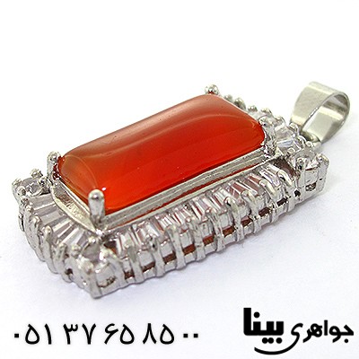 گردنبند عقیق قرمز مستطیلی _کد:8157