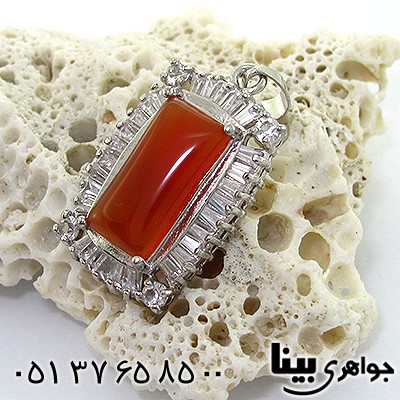 گردنبند عقیق قرمز مستطیلی _کد:8157