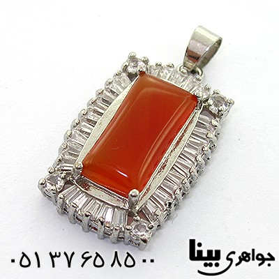 گردنبند عقیق قرمز مستطیلی _کد:8157