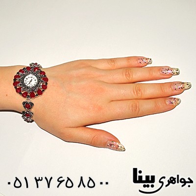 ساعت حدید و نگین قرمز زنانه درشت طرح مارکازیت فانتزی _کد:8159