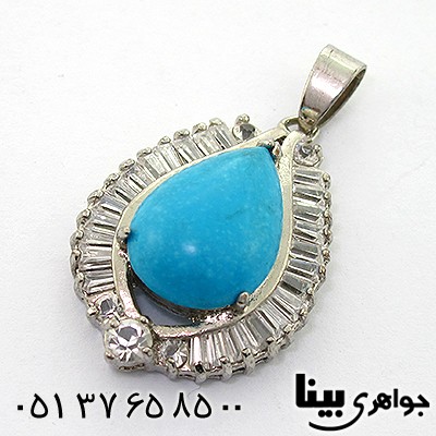 گردنبند فیروزه سنتاتیک اشکی _کد:8160
