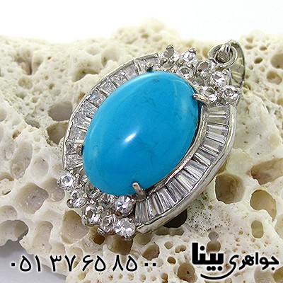 گردنبند فیروزه سنتاتیک مدل شادی _کد:8175