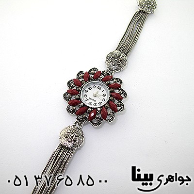 ساعت حدید و نگین قرمز زنانه طرح مارکازیت مدل گل درشت _کد:8179
