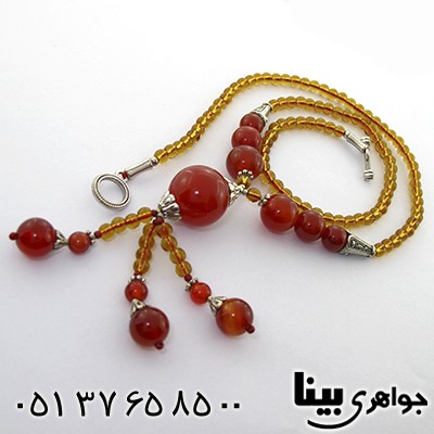 سینه ریز عقیق قرمز زنانه درشت مدل گوی آویز _کد:8186