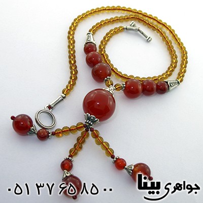 سینه ریز عقیق قرمز زنانه درشت مدل گوی آویز _کد:8186