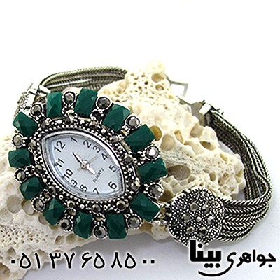 ساعت حدید و نگین سبز زنانه کلاسیک طرح مارکازیت _کد:8194