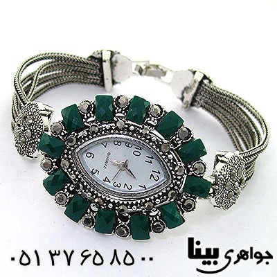 ساعت حدید و نگین سبز زنانه کلاسیک طرح مارکازیت _کد:8194