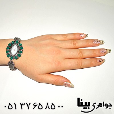 ساعت حدید و نگین سبز زنانه کلاسیک طرح مارکازیت _کد:8194