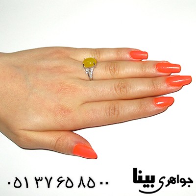 انگشتر عقیق شرف الشمس زنانه مدل مهتاب _کد:8195