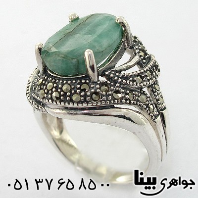 انگشتر زمرد زنانه درشت مارکازیت هانگ _کد:8202
