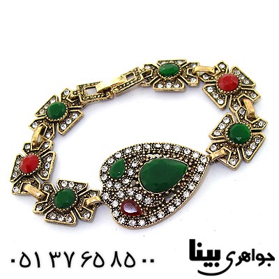 دستبند نگین رنگی زنانه عثمانی قلبی _کد:8206