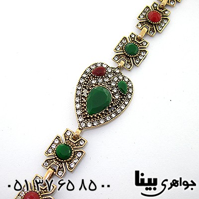 دستبند نگین رنگی زنانه عثمانی قلبی _کد:8206