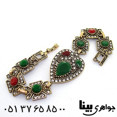 دستبند نگین رنگی زنانه عثمانی قلبی _کد:8206
