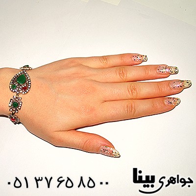 دستبند نگین رنگی زنانه عثمانی قلبی _کد:8206