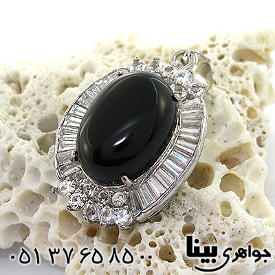 گردنبند عقیق سیاه (اونیکس) زنانه طرح گلزار _کد:8209