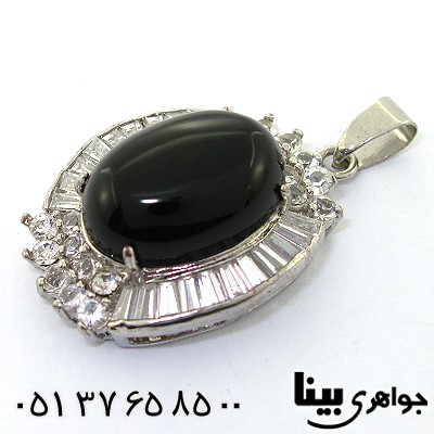 گردنبند عقیق سیاه (اونیکس) زنانه طرح گلزار _کد:8209