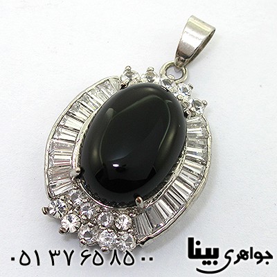 گردنبند عقیق سیاه (اونیکس) زنانه طرح گلزار _کد:8209