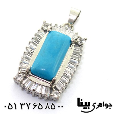 گردنبند فیروزه سنتاتیک زنانه مستطیلی _کد:8213