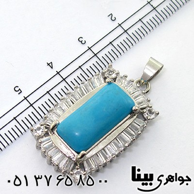 گردنبند فیروزه سنتاتیک زنانه مستطیلی _کد:8213