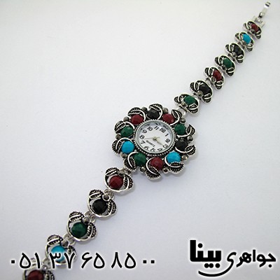 ساعت حدید و چند نگین رنگی مارکازیت فانتزی طرح گل _کد:8216