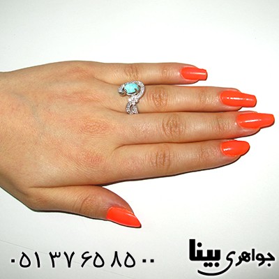انگشتر فیروزه نیشابوری زنانه مدل شیوا _کد:8236