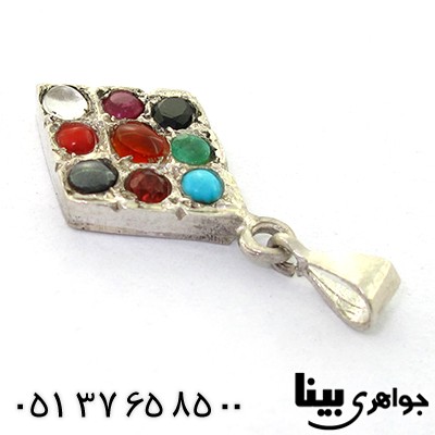 گردنبند چند جواهر نه نگین مدل لوزی _کد:8248