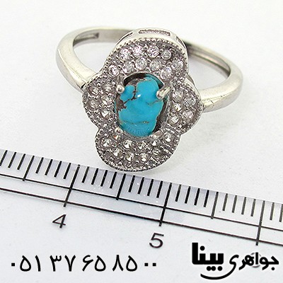 انگشتر فیروزه نیشابوری زنانه مدل گل _کد:8254