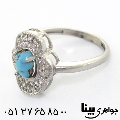 انگشتر فیروزه نیشابوری زنانه مدل گل _کد:8254