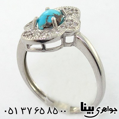 انگشتر فیروزه نیشابوری زنانه مدل گل _کد:8254