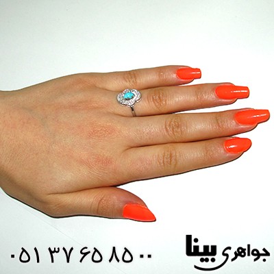 انگشتر فیروزه نیشابوری زنانه مدل گل _کد:8254