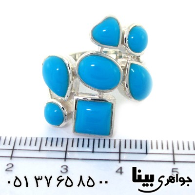 انگشتر فیروزه تایلندی زنانه درشت چند نگین _کد:8272