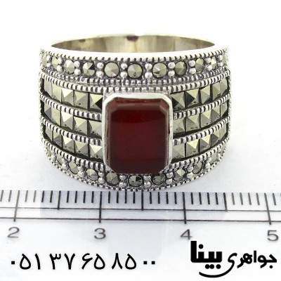 انگشتر عقیق قرمز درجه یک مردانه مارکازیت هانگ _کد:8277