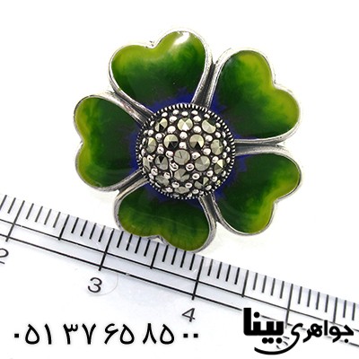 انگشتر حدید سوئیسی با میناکاری مدل گل _کد:8280