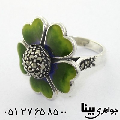 انگشتر حدید سوئیسی با میناکاری مدل گل _کد:8280