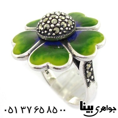 انگشتر حدید سوئیسی با میناکاری مدل گل _کد:8280