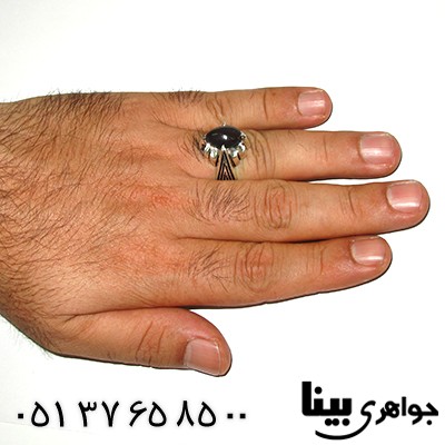 انگشتر اوپال سیاه استرالیا با بازی رنگ در شب مردانه _کد:1243