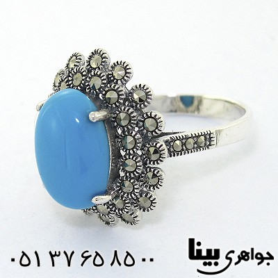 انگشتر فیروزه تایلندی زنانه مارکازیت هانگ _کد:8284