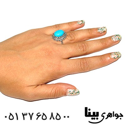 انگشتر فیروزه تایلندی زنانه مارکازیت هانگ _کد:8284