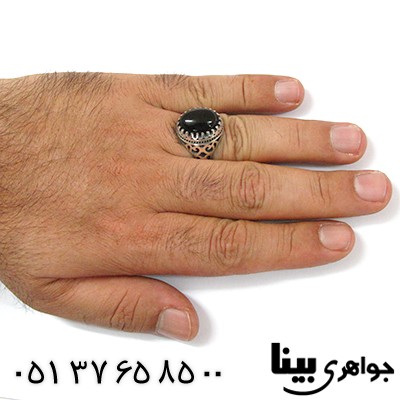 انگشتر عقیق سیاه (اونیکس) مردانه اسلیمی _کد:8287
