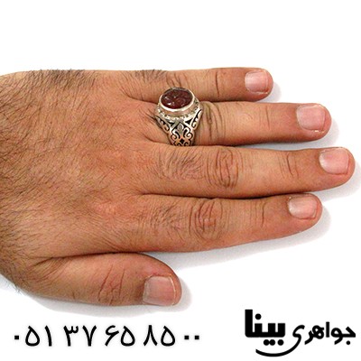 انگشتر عقیق یمنی بسیار عالی مردانه حکاکی پنج تن فاخر _کد:1246