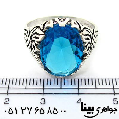 انگشتر کوارتز آبی مردانه درشت مدل شعله _کد:8311
