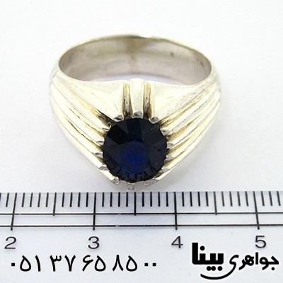 انگشتر یاقوت کبود مردانه کلاسیک _کد:8324