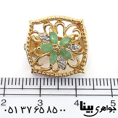 گوشواره چند جواهر زمرد کلمبیا و الماس زنانه مانی ایتالیایی _کد:8325