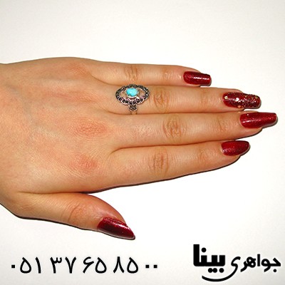انگشتر فیروزه نیشابوری زنانه مارکازیتی _کد:8327